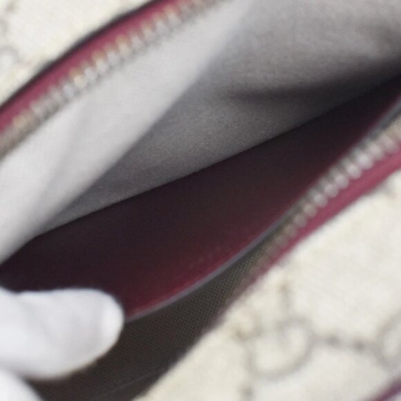 GUCCI Marmont GG Pattern Shoulder Bag Supreme Leather Canvas Brown Red - Picture 13 of 15